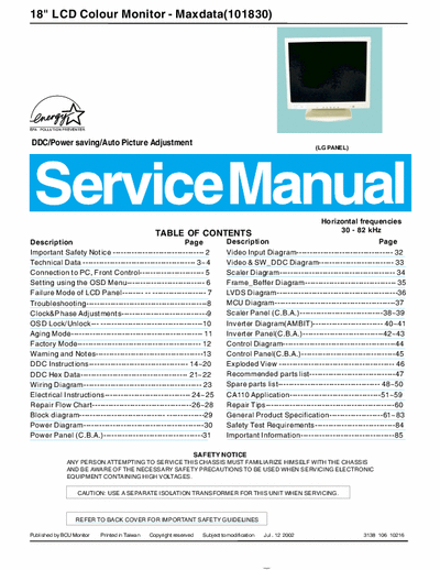 Belinea 101830 inside .rar (11 parts!) is servicemanual in .pdf file (Philips/Belinea LCD)